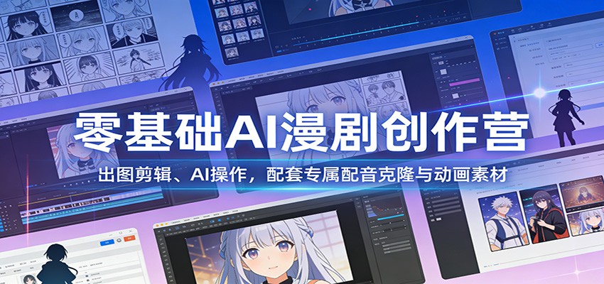 零基础AI漫剧创作营：出图剪辑、AI操作，配套专属配音克隆与动画素材-985网创