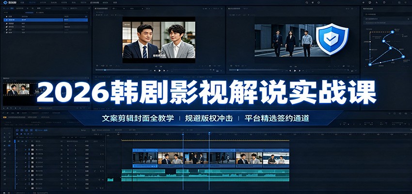 2026韩剧影视解说实战课：文案剪辑封面全教学，规避版权冲击平台精选签约通道-985网创