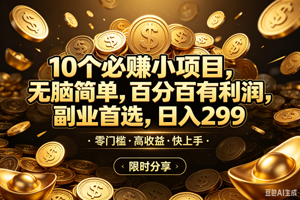 （18674期）10个必赚米的小项目，百分百赚米，无脑简单，副业首选，日入299+-985网创