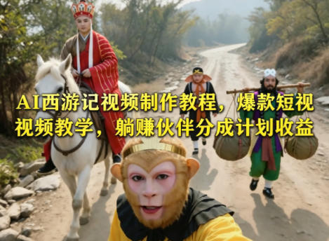 AI西游记视频制作教程，爆款短视频教学，躺賺伙伴分成计划收益-985网创