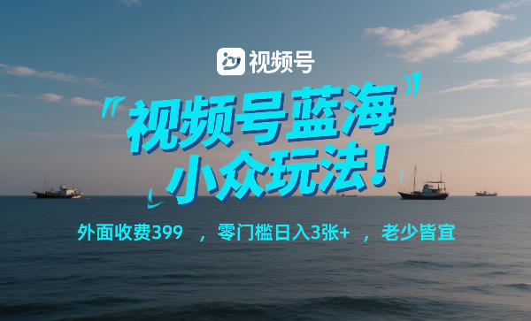 视频号蓝海小众玩法！外面收费399，零门槛日入3张+，老少皆宜-985网创