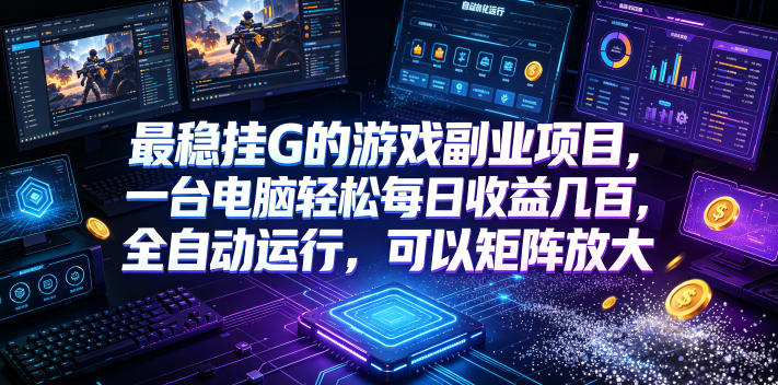 最稳挂G的游戏副业项目，一台电脑轻松每日收益几百，全自动运行，可以矩阵放大【揭秘】-985网创