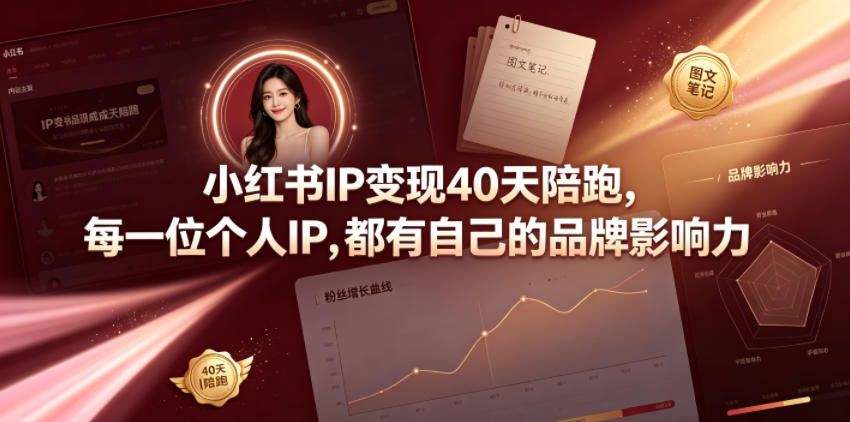 小红书IP变现40天陪跑，每一位个人IP，都有自己的品牌影响力-985网创