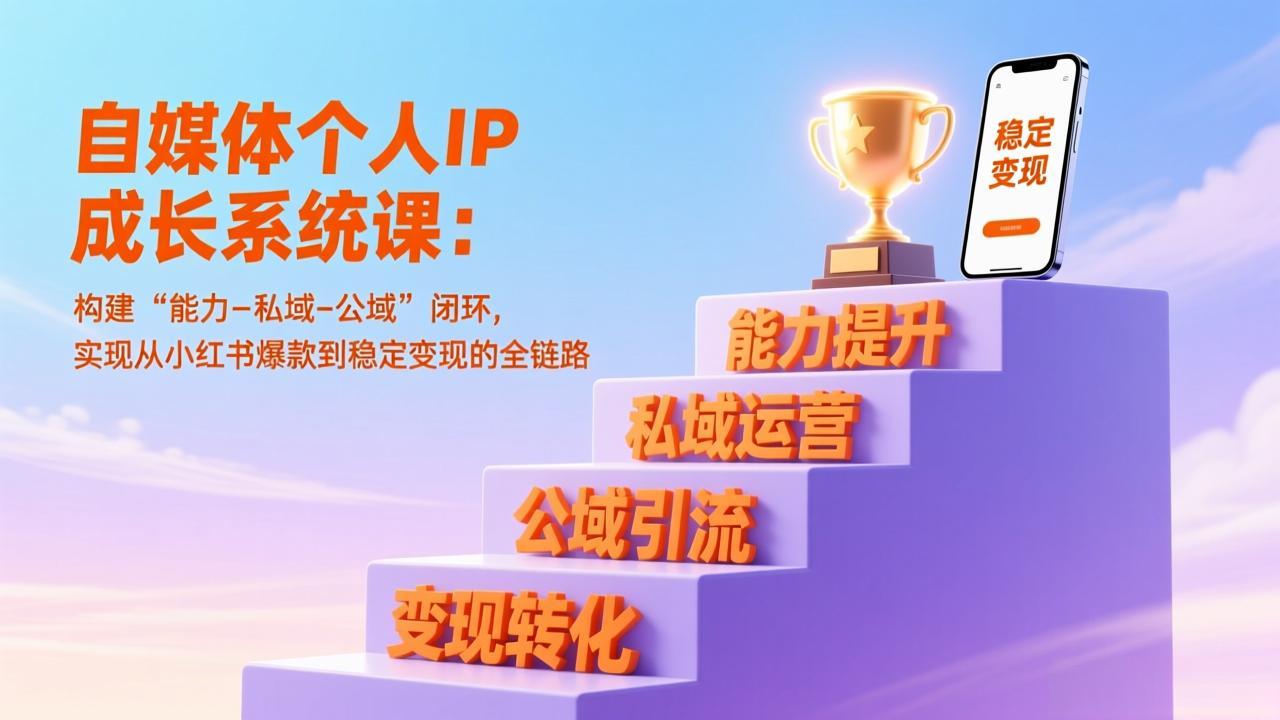 自媒体个人IP成长系统课：构建“能力-私域-公域”闭环，实现从小红书爆款到稳定变现的全链路-985网创