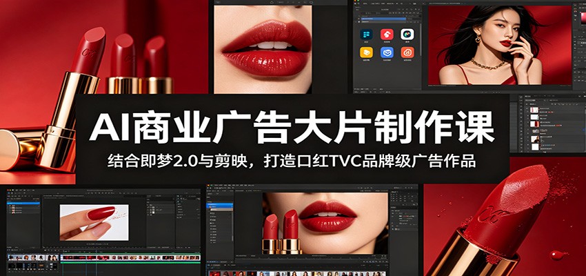 AI商业广告大片制作课：结合即梦2.0与剪映，打造口红TVC品牌级广告作品-985网创