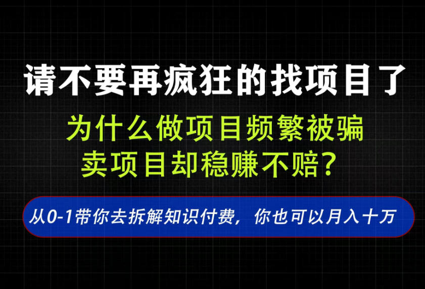 找项目？别傻了！卖项目才是真的一本万利！看完你全都懂了【揭秘】-985网创