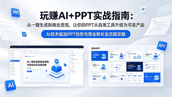 玩赚AI+PPT实战指南-更新5月13：从一键生成到商业变现，让你的PPT从自用工具升级为可卖产品-985网创