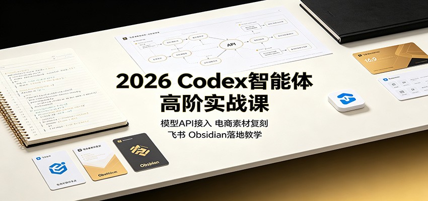 2026 Codex智能体高阶实战课：模型API接入，电商素材复刻，飞书Obsidian落地教学-985网创