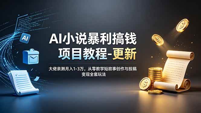 （19030期）AI小说暴利搞钱项目教程-更新，大佬亲测月入1-3万，从零教学短故事创作与投稿变现全套玩法-985网创