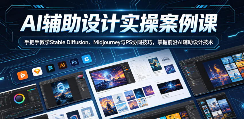 AI辅助设计实操案例课，手把手教学Stable Diffusion、Midjourney与PS协同技巧，掌握前沿AI辅助设计技术-985网创