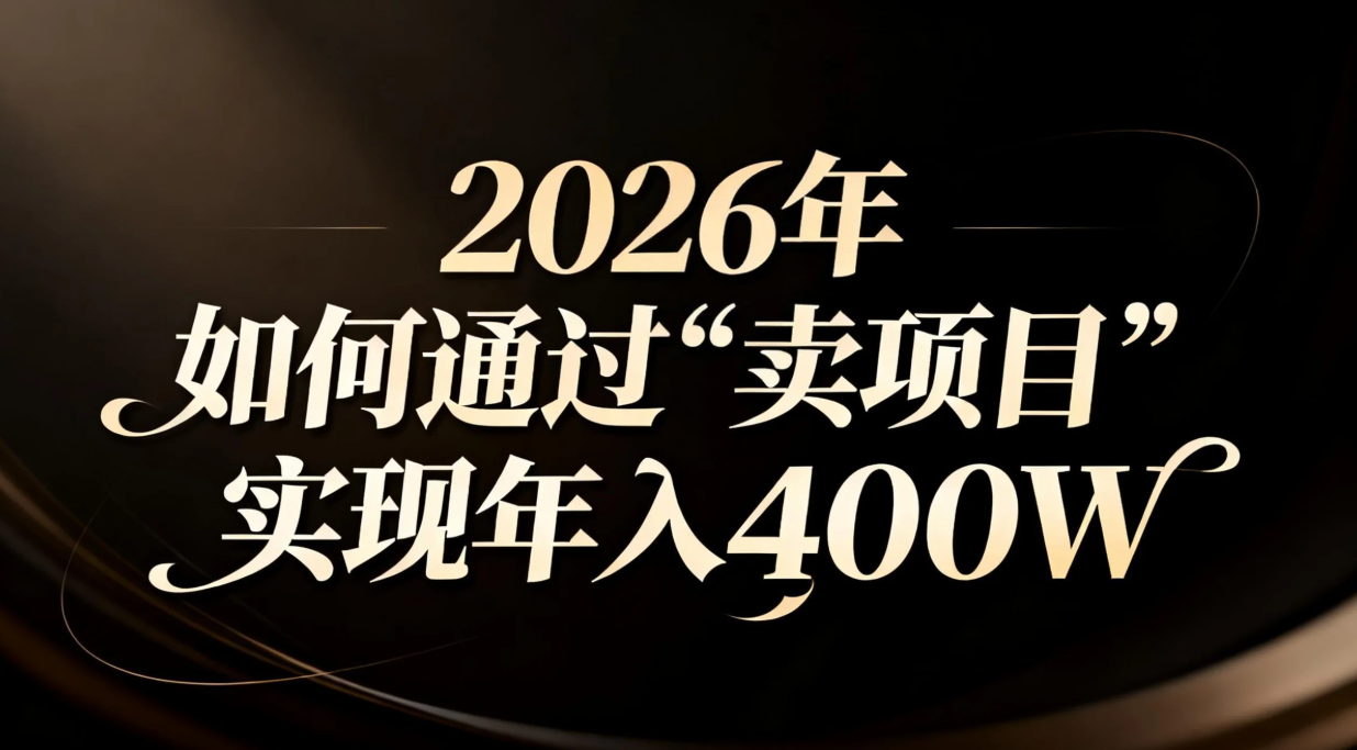 2026年如何通过“卖项目”实现年入百万-985网创