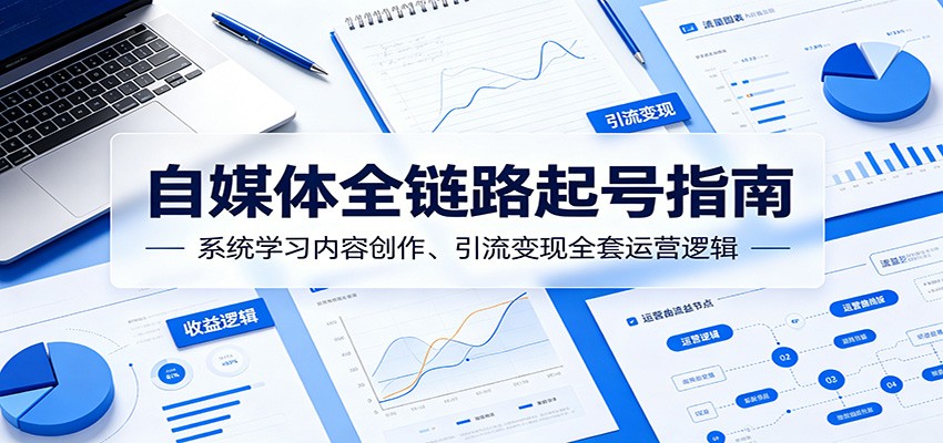 自媒体全链路起号指南：系统学习内容创作、引流变现全套运营逻辑-985网创