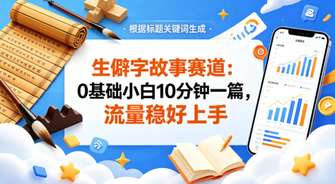 公众号流量主——生僻字故事赛道，流量稳，好上手，0基础小白也能10分钟一篇-985网创