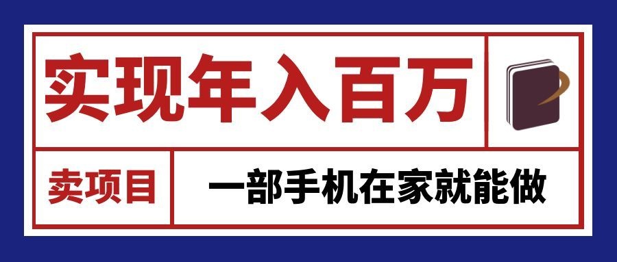 通过网创平台“卖项目”实现年入百万，一部手机在家就能做！-985网创