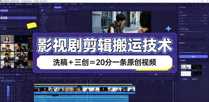 影视剧剪辑搬运技术，洗稿+三创=20分一条原创视频-985网创