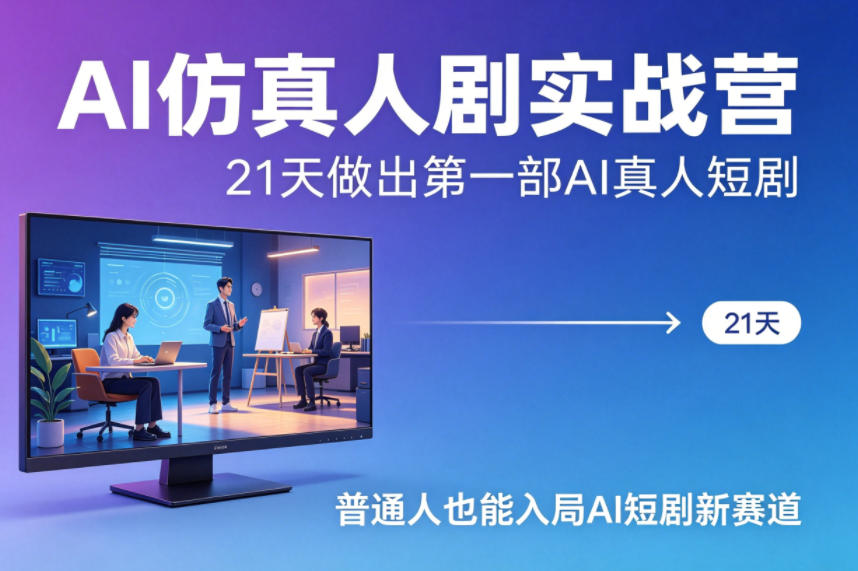 AI仿真人剧实战营，21天做出第一部AI真人短剧，普通人也能入局AI短剧新赛道(更新)-985网创