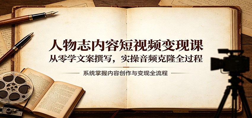 人物志内容短视频变现课：从零学文案撰写，实操音频克隆全过程-985网创