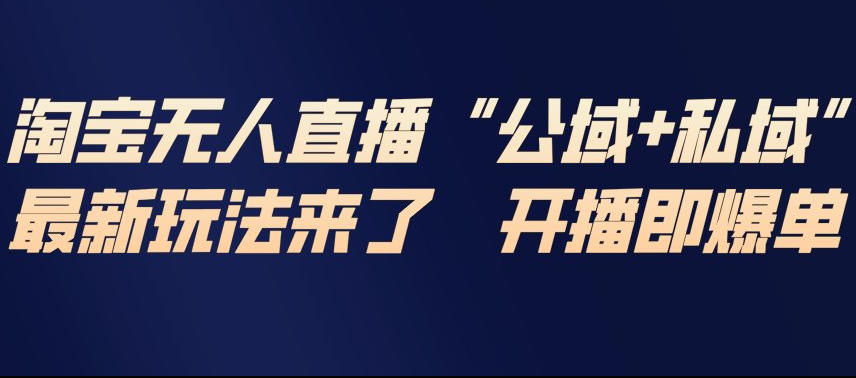 淘宝无人直播完整教程，公试+私域，最新玩法来了，开播即爆单-985网创