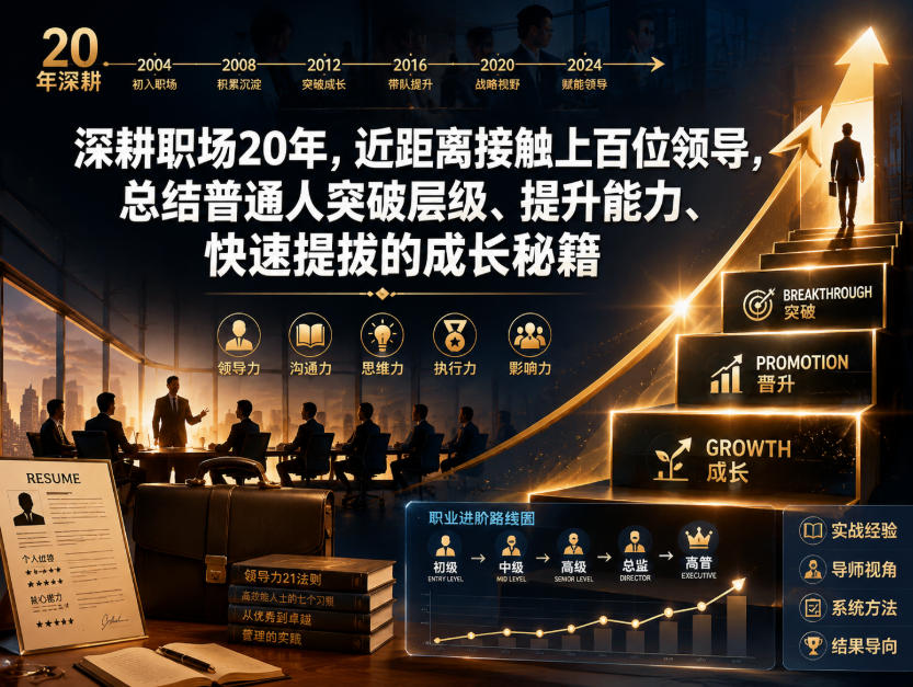 付费文章：深耕职场20年，近距离接触上百位领导，总结普通人突破层级、提升能力、快速提拔的成长秘籍（全网独家干货）-985网创