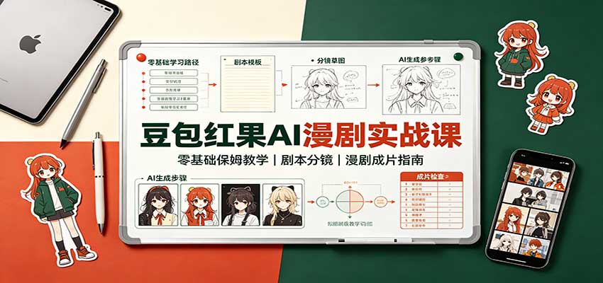豆包红果AI漫剧实战课：零基础保姆教学，剧本分镜，漫剧成片指南-985网创