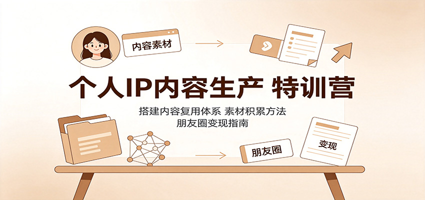 个人IP内容生产特训营：搭建内容复用体系，素材积累方法，朋友圈变现指南-985网创