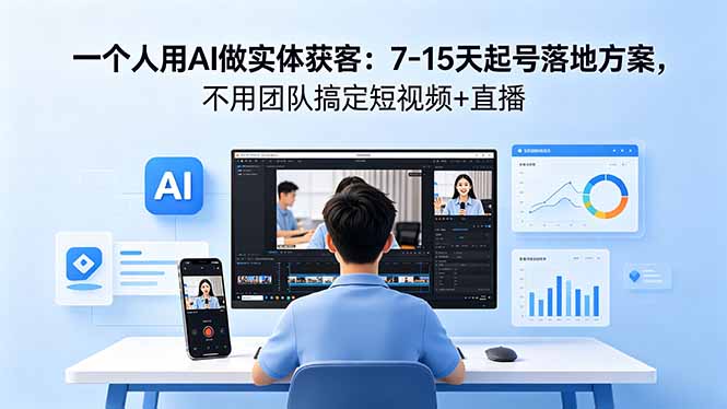 一个人用AI做实体获客：7-15天起号落地方案，不用团队搞定短视频+直播-985网创
