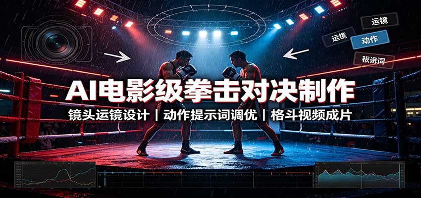 AI电影级拳击对决制作：镜头运镜设计，动作提示词调优，格斗视频成片-985网创