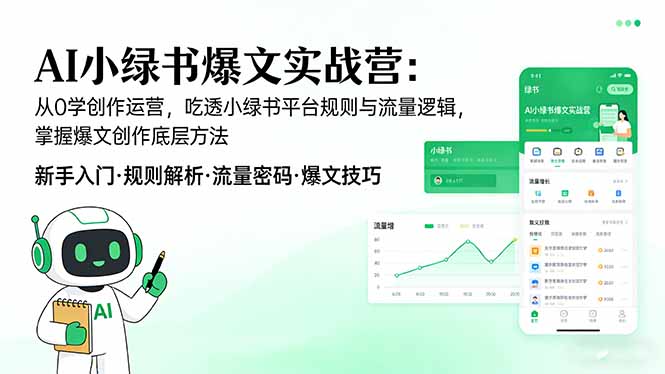 AI 小绿书爆文实战营：从0学创作运营，吃透小绿书平台规则与流量逻辑，掌握爆文创作底层方法-985网创