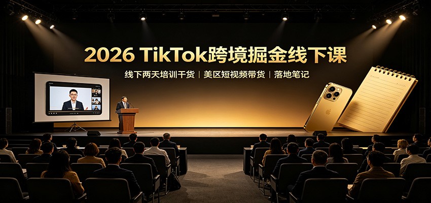 2026 TikTok跨境掘金线下课：线下两天培训干货，美区短视频带货落地笔记-985网创