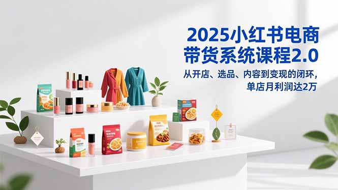 2025小红书电商带货系统课程2.0，从开店、选品、内容到变现的闭环，单店月利润达2万-985网创