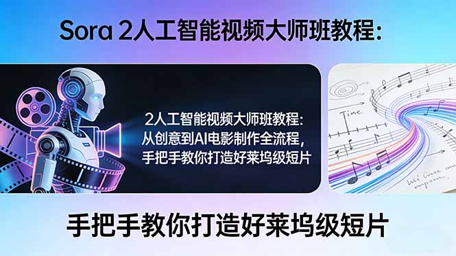 Sora 2人工智能视频大师班教程：从创意到AI电影制作全流程，手把手教你打造好莱坞级短片-985网创
