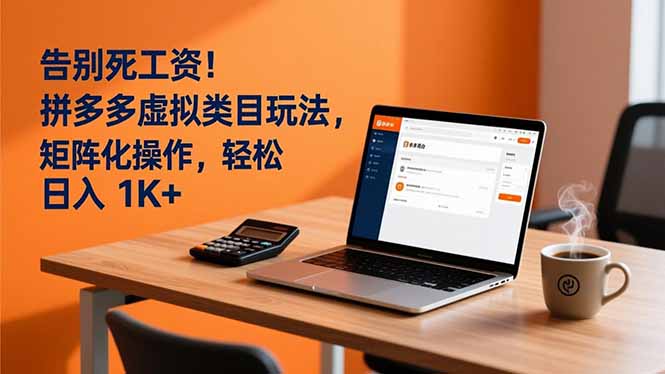 告别死工资！拼多多虚拟类目玩法，矩阵化操作，轻松日入 1K+-985网创