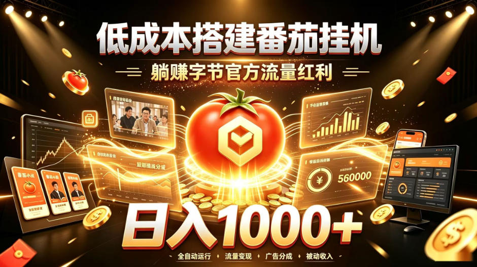 低成本搭建番茄挂G，躺賺字节官方流量红利，日入1k+，全程傻瓜式落地【揭秘】-985网创