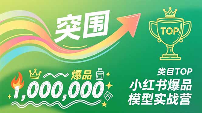 小红书爆品模型实战营，从新品突围到成为类目TOP，可复制路径，打造多个营收百万级爆品-985网创