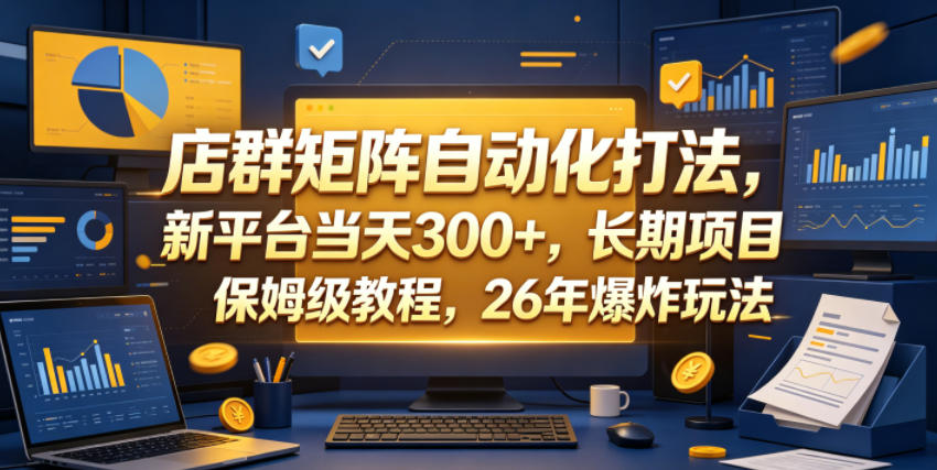 店群矩阵自动化打法，新平台当天300+，长期项目，保姆级教程，26年爆炸玩法【揭秘】-985网创
