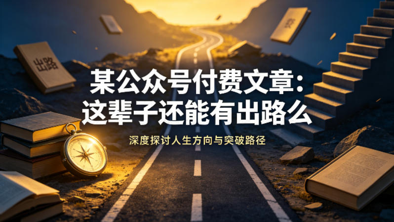 某公众号付费文章：这辈子还能有出路么-985网创