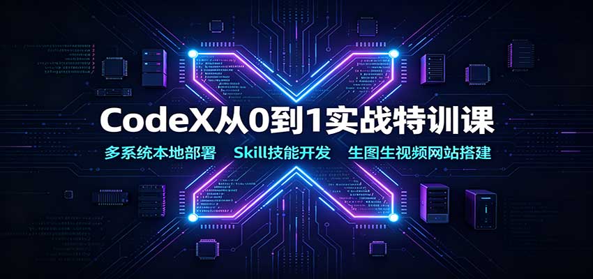 CodeX从0到1实战特训课：多系统本地部署，Skill技能开发，生图生视频网站搭建-985网创