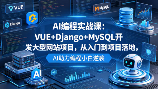 AI编程实战课：VUE+Django+MySQL开发大型网站项目，从入门到项目落地，AI助力编程小白逆袭-985网创