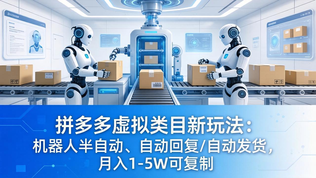 拼多多虚拟类目新玩法：机器人半自动、自动回复 /自动发货，月入 1-5W 可复制-985网创