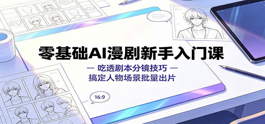 零基础AI漫剧新手入门课：吃透剧本分镜技巧，搞定人物场景批量出片-985网创