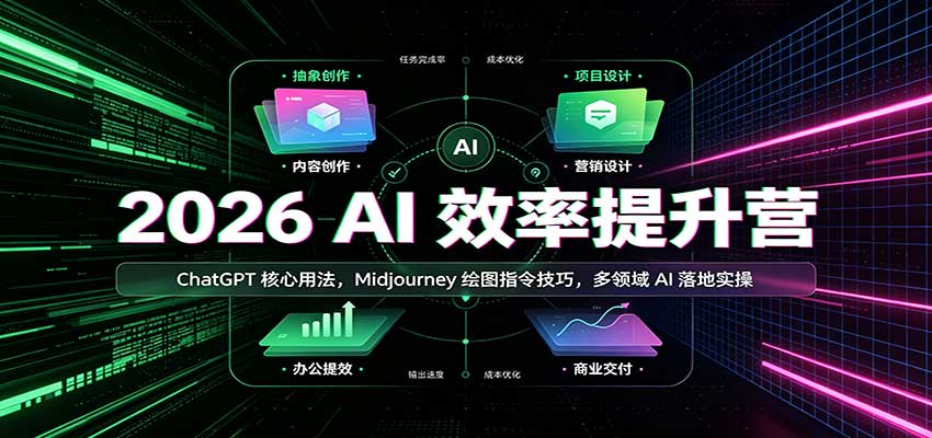 2026 AI效率提升营：ChatGPT核心用法，Midjourney绘图指令技巧，多领域AI落地实操-985网创