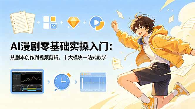 （18812期）AI漫剧零基础实操入门：从剧本创作到视频剪辑，十大模块一站式教学-985网创