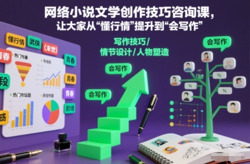 网络小说文学创作技巧咨询课，让大家从“懂行情”提升到”会写作”的高度-985网创