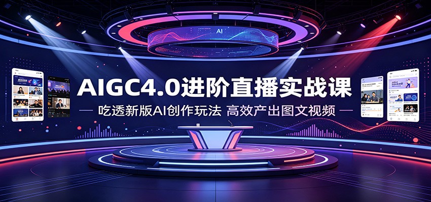 AIGC4.0进阶直播实战课：吃透新版AI创作玩法，高效产出图文视频-985网创