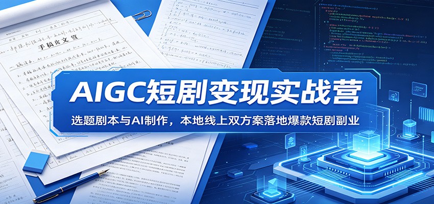 AIGC短剧变现实战营：选题剧本与AI制作，本地线上双方案落地爆款短剧副业-985网创