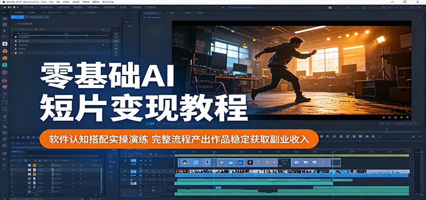 零基础AI短片变现教程：软件认知搭配实操演练，完整流程产出作品稳定获取副业收入-985网创