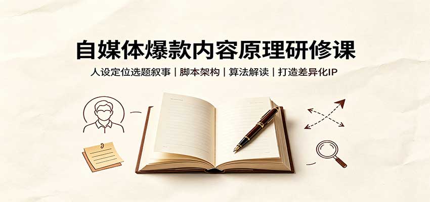 自媒体爆款内容原理研修课：人设定位选题叙事，脚本架构，算法解读打造差异化IP-985网创