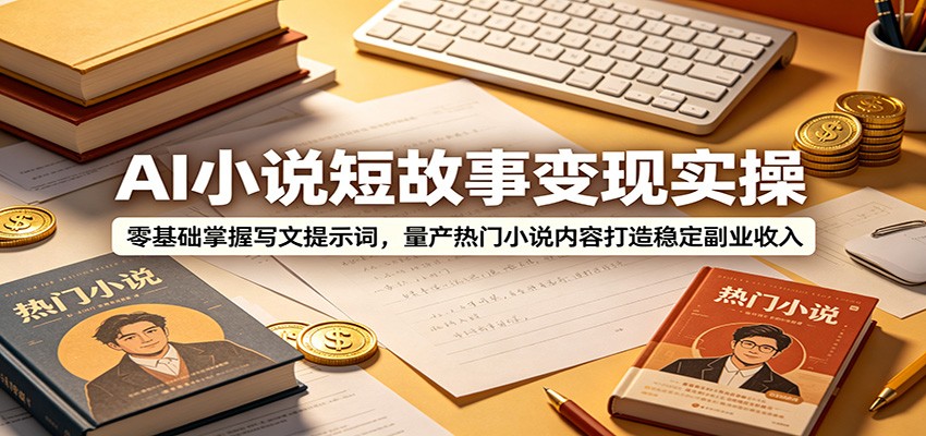 AI小说短故事变现实操：零基础掌握写文提示词，量产热门小说内容打造稳定副业收入-985网创