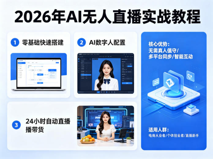2026年AI无人直播实战教程，零基础也能快速搭建AI数字人无人直播间，实现24小时自动直播带货-985网创