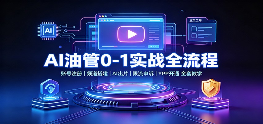 AI油管0-1实战：账号注册频道搭建，AI出片，限流申诉，YPP开通全套教学-985网创